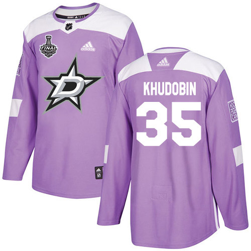Adidas Men Dallas Stars #35 Anton Khudobin Purple Authentic Fights Cancer 2020 Stanley Cup Final Stitched NHL Jersey->dallas stars->NHL Jersey